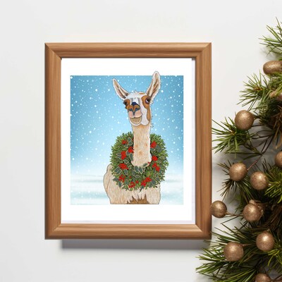 ART PRINT -FA LA LA LLAMA- A Whimsical Drawing of a Llama  - Art for the Winter Season - Brighten Any Room for the Holidays - image5